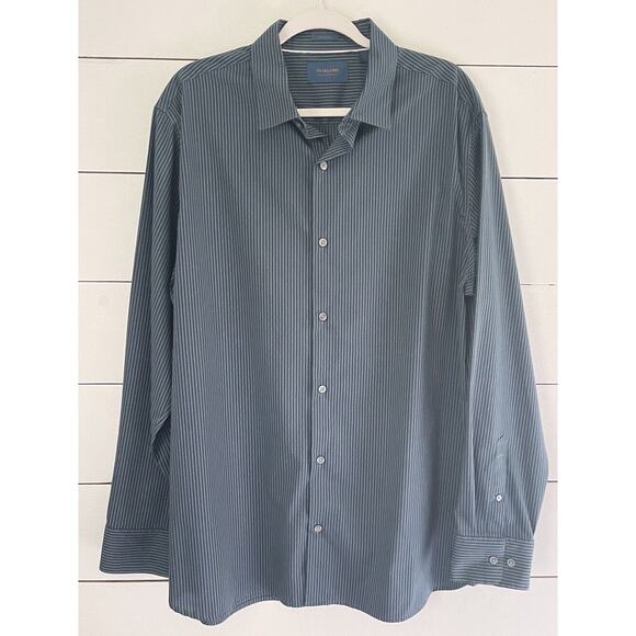 Fairlane Mens Shirt Green/Blue Stripe Long Sleeve Button Up Non Iron Size XL - Picture 1 of 9